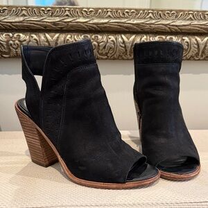 Vince Camuto Black Peep-Toe Heeled Boots